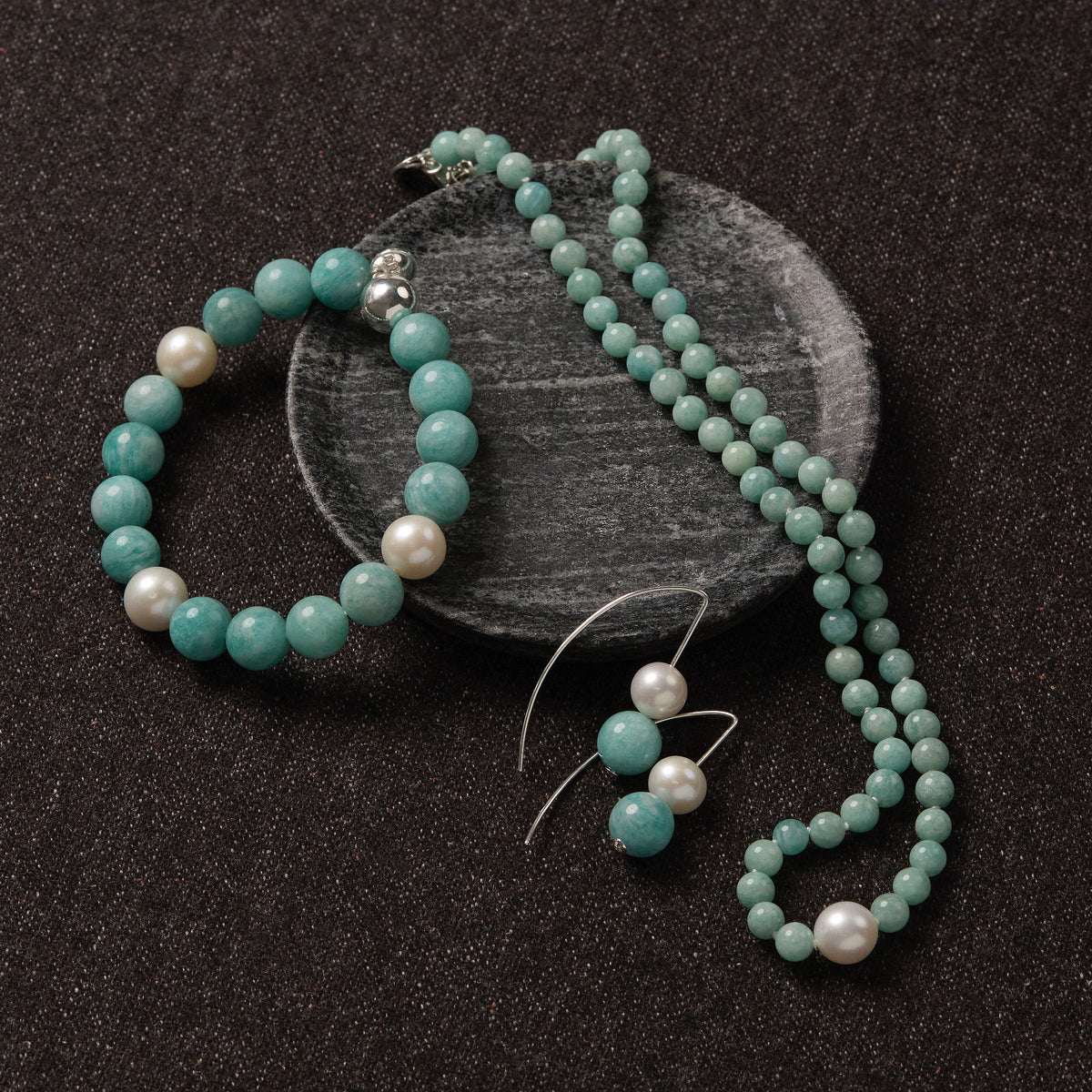 Amazonite & Pearl Beaded Necklace