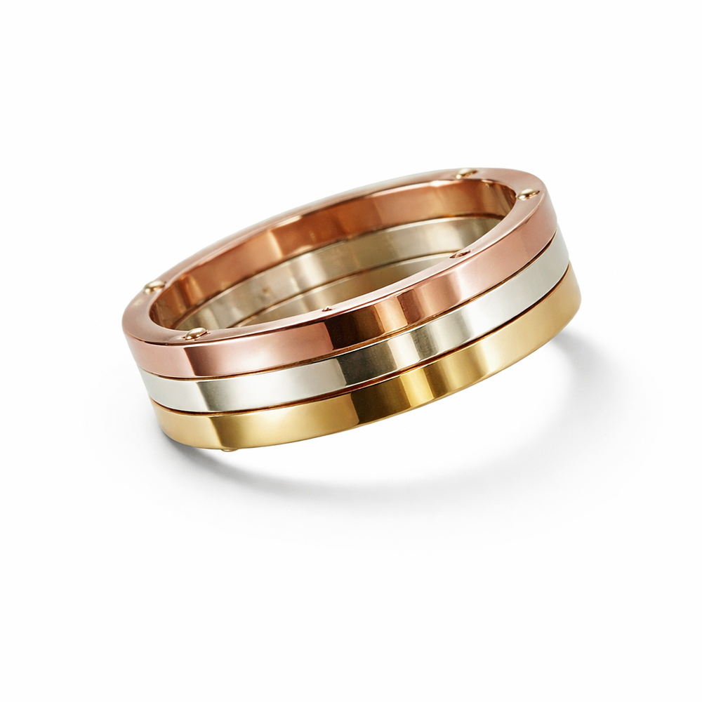 Harrison Tri-Tone 9ct Gold Mens Ring (Size V)