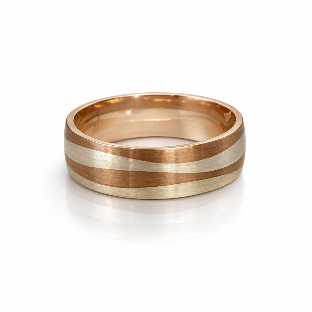 Bobby Two-Tone 9ct Gold Wave Mens Ring (Size X)