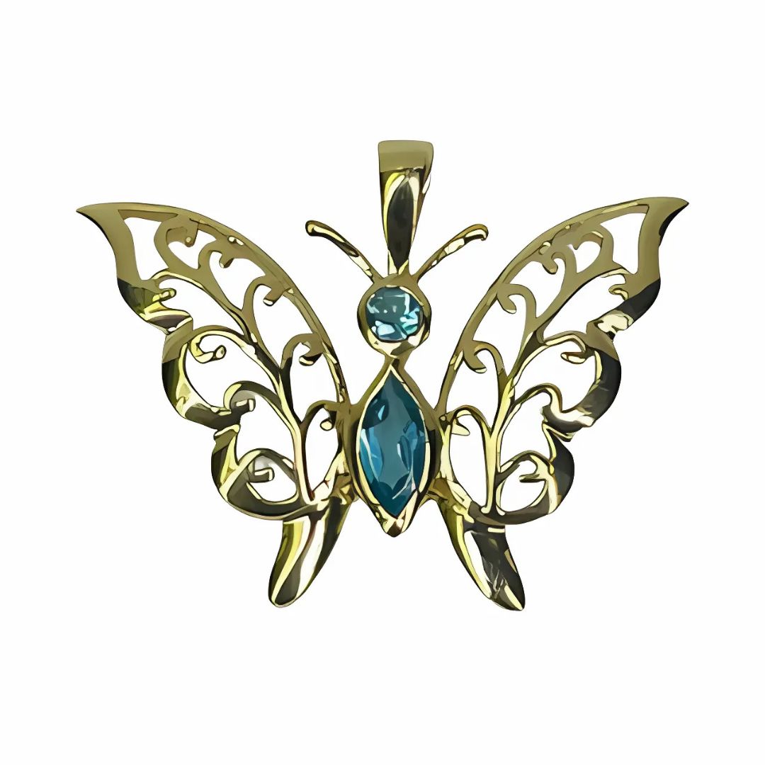 Blue Topaz Butterfly Pendant