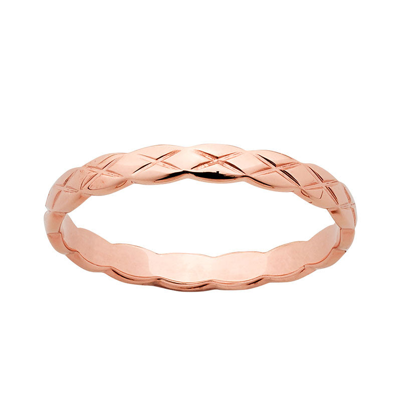 Taryn 9ct Rose Gold Cross Pattern Band (Size N)