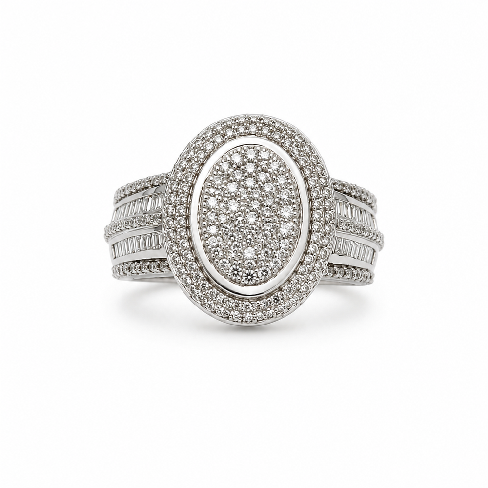 Gigi 9ct White Gold 0.20ct Oval Diamond Cluster Ring (Size M)