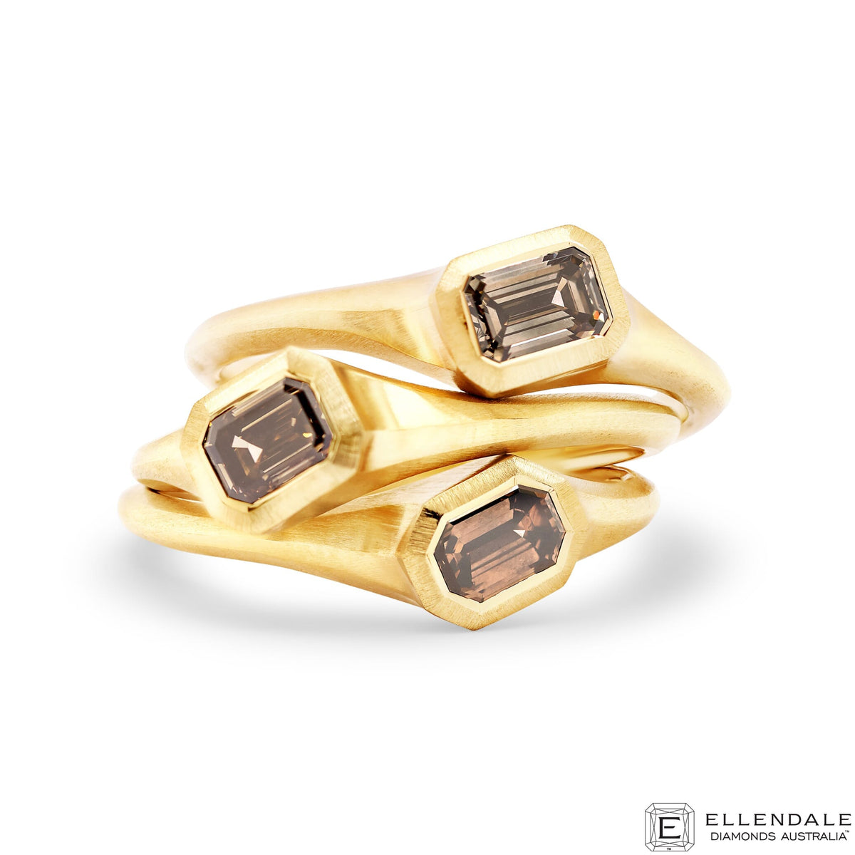 9ct Yellow Gold 0.56ct Chocolate Diamond Satin Finish Ring