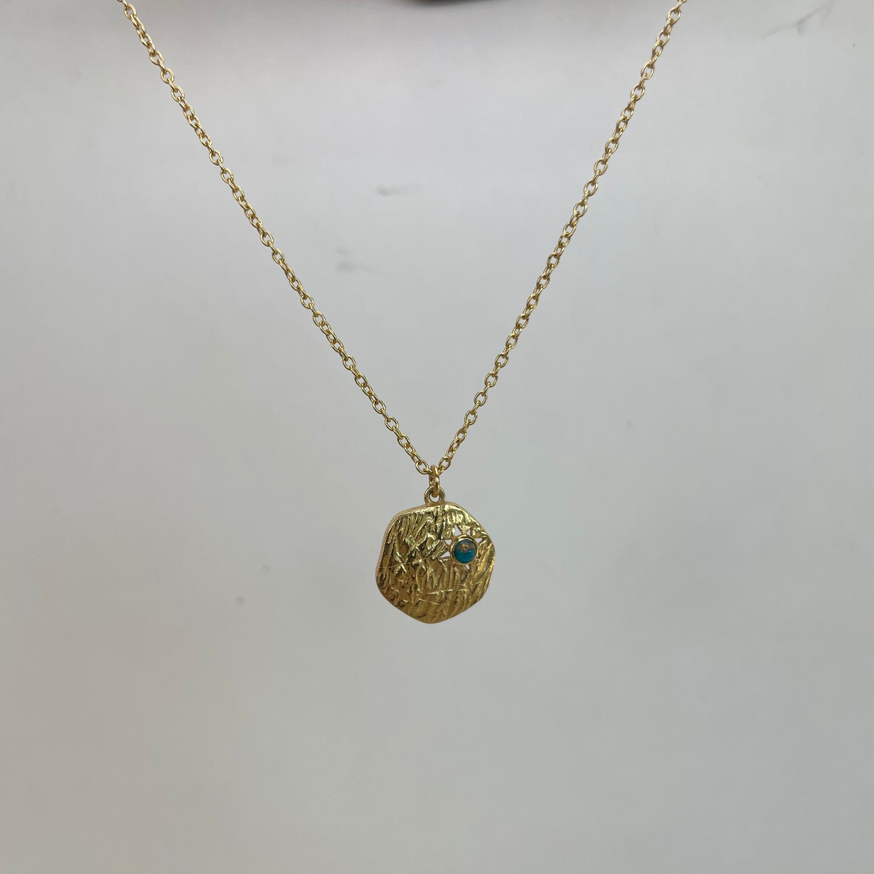 Turquoise Yellow Gold Plated Pendant Necklace