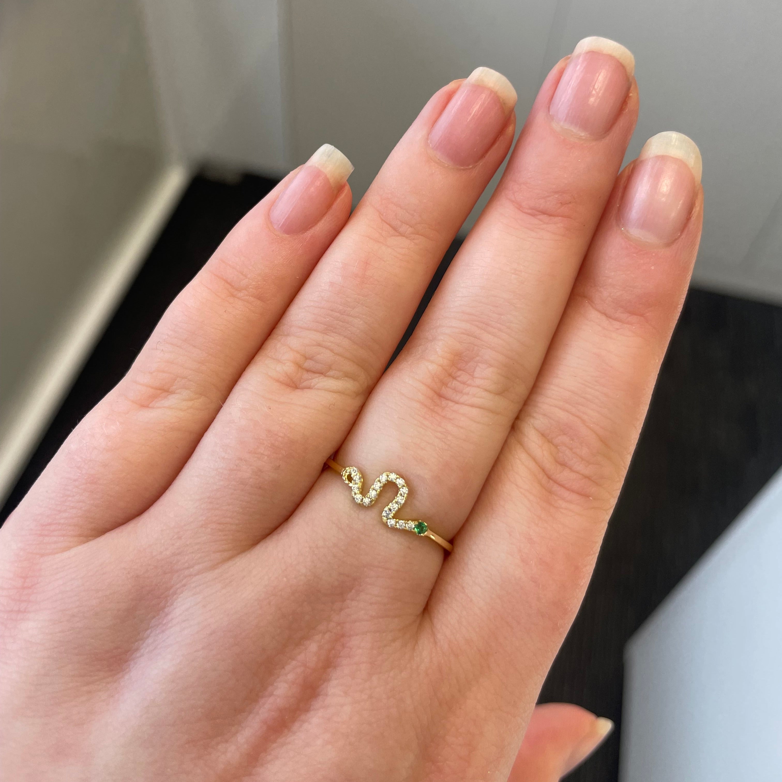 Gold Plated Snake CZ Ring (Size Q)