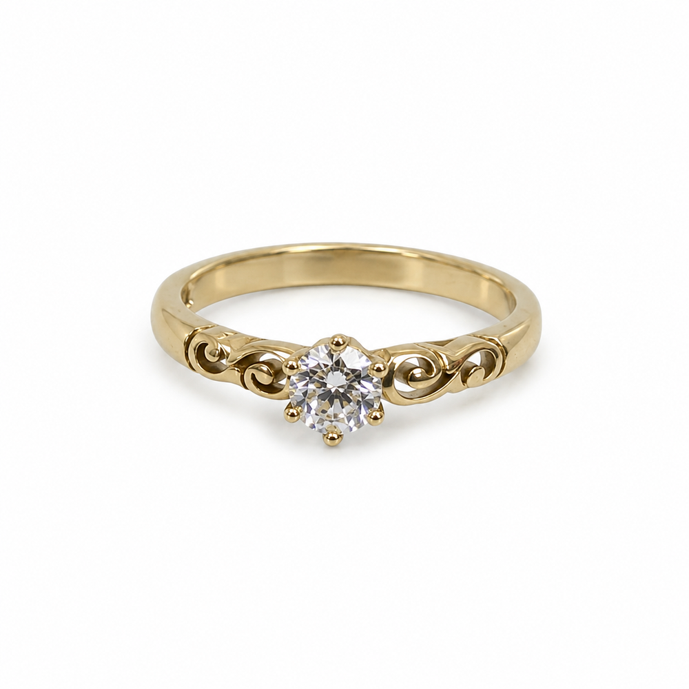 Zoe 9ct Gold 0.26ct Diamond Filigree Engagement Ring (Size M)
