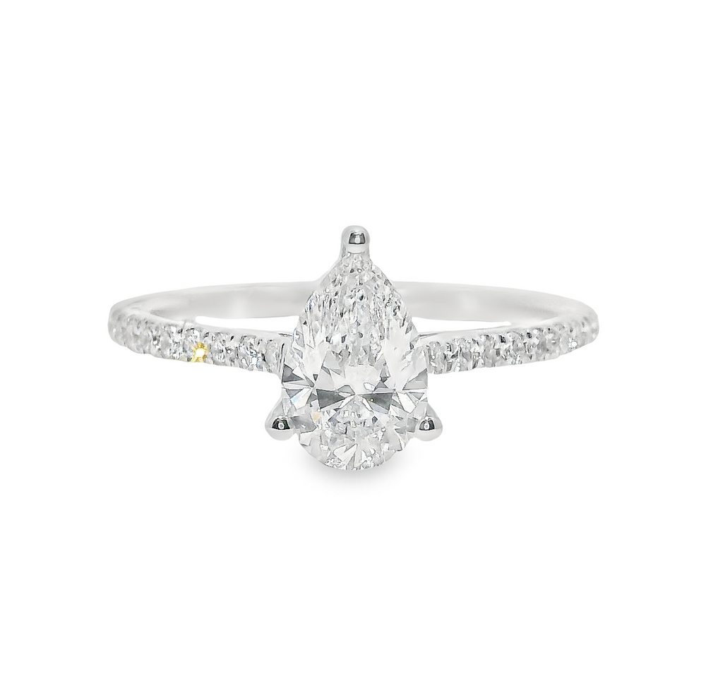 White Pear Engagement Ring