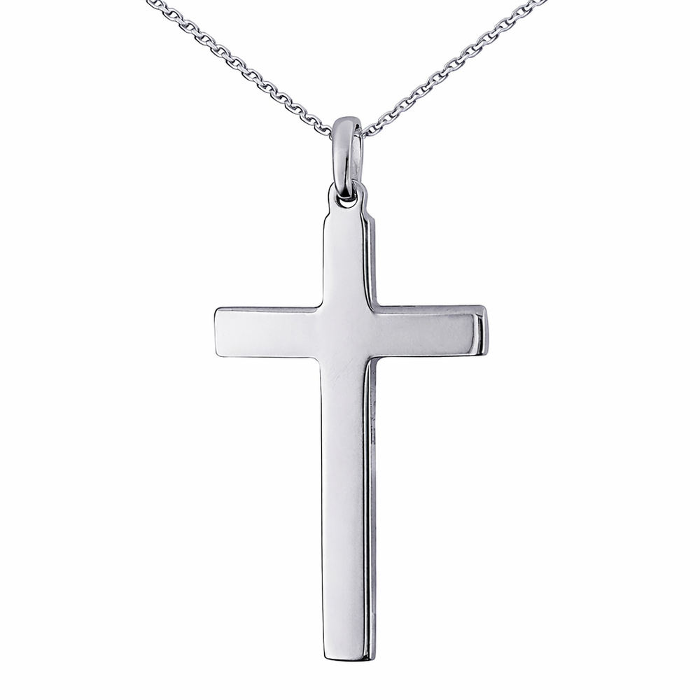 Silver Yellow Gold Cross Pendant – Flat Plain Design