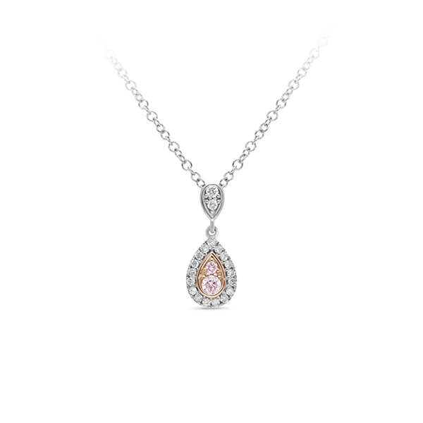 Pink Tear Drop Diamond Pendant