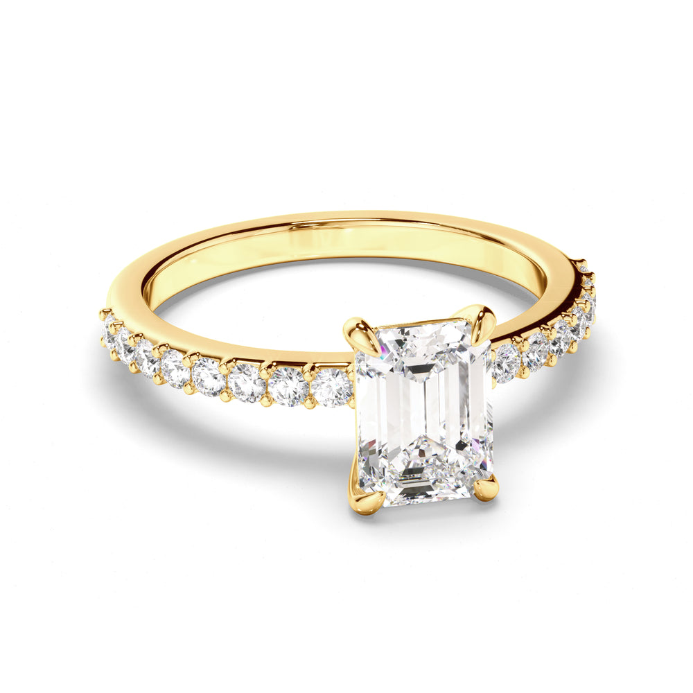 Ophelia - Emerald Cut Diamond Engagement Ring with Diamond Sides
