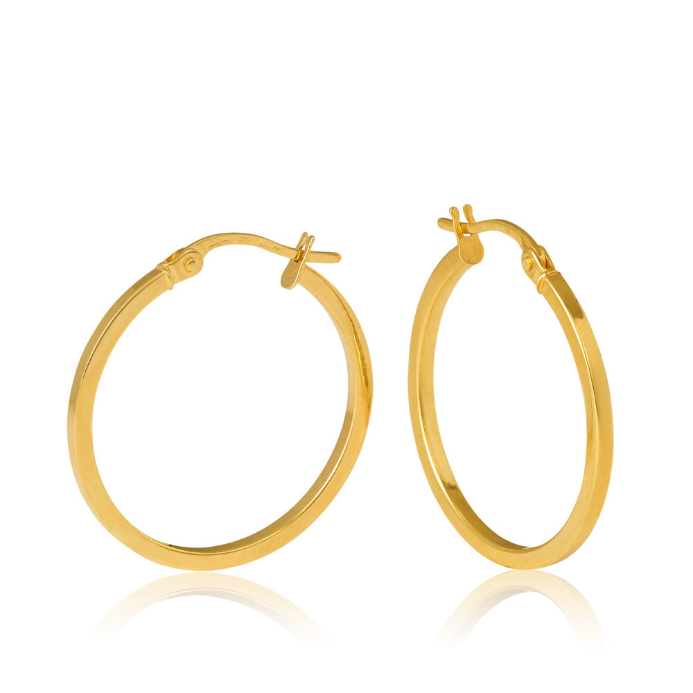 Salerno Square Tube 20mm Diameter Gold Hoop Earring