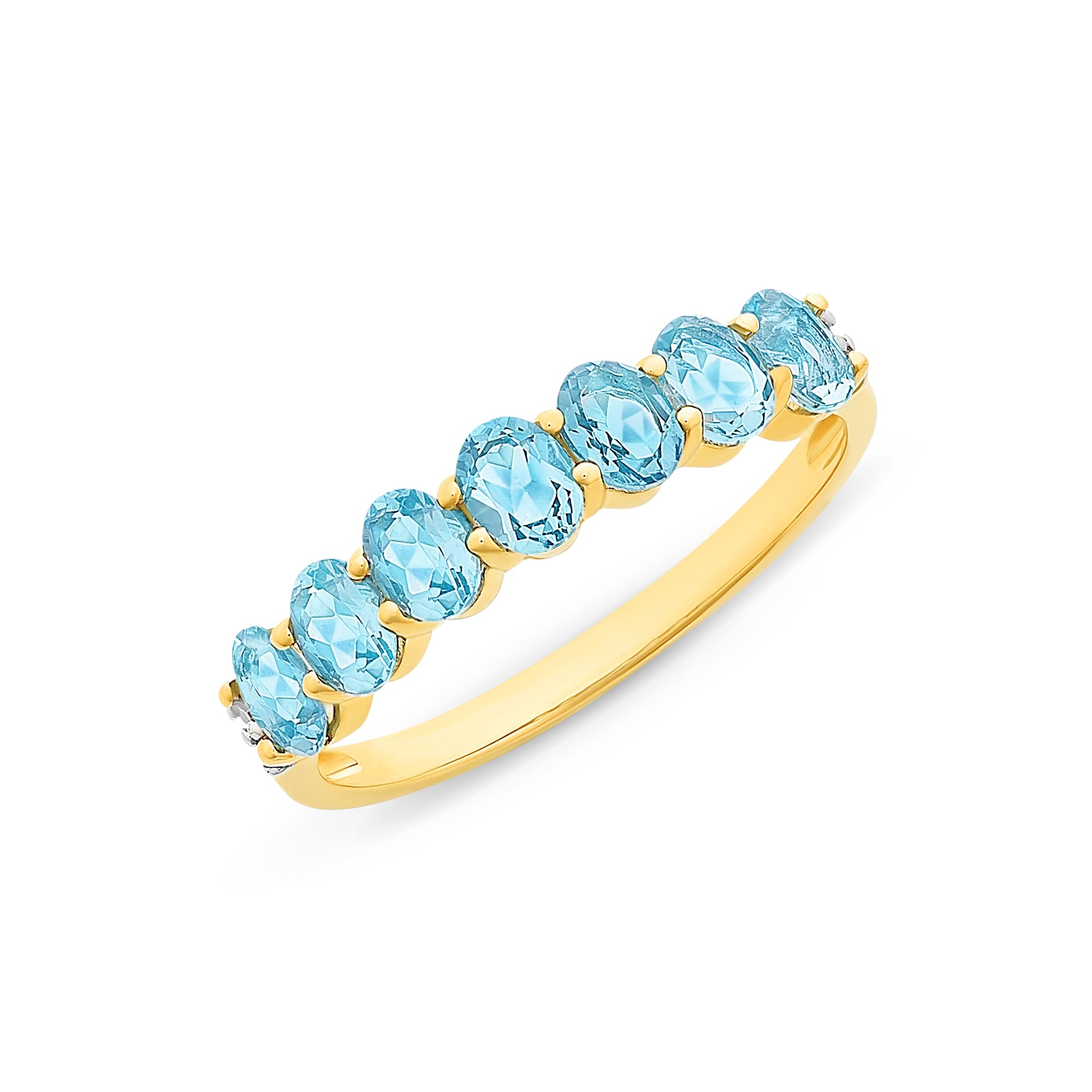 9Ct Gold Blue Topaz & Diamond Ring