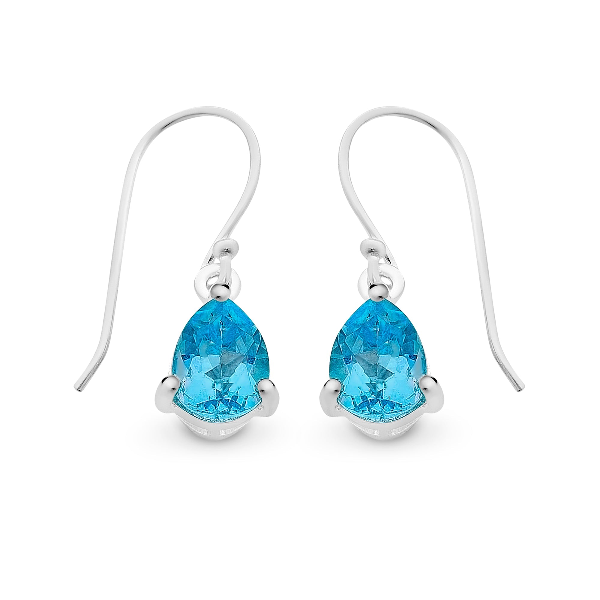 Sterling Silver Blue Topaz Drop Earrings