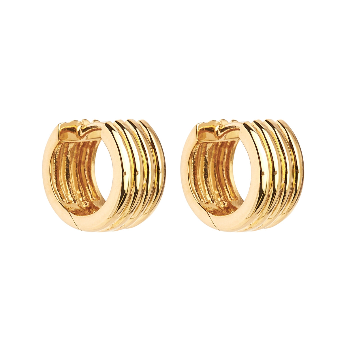 NAJO Ribbed Yellow Gold Huggie Earring