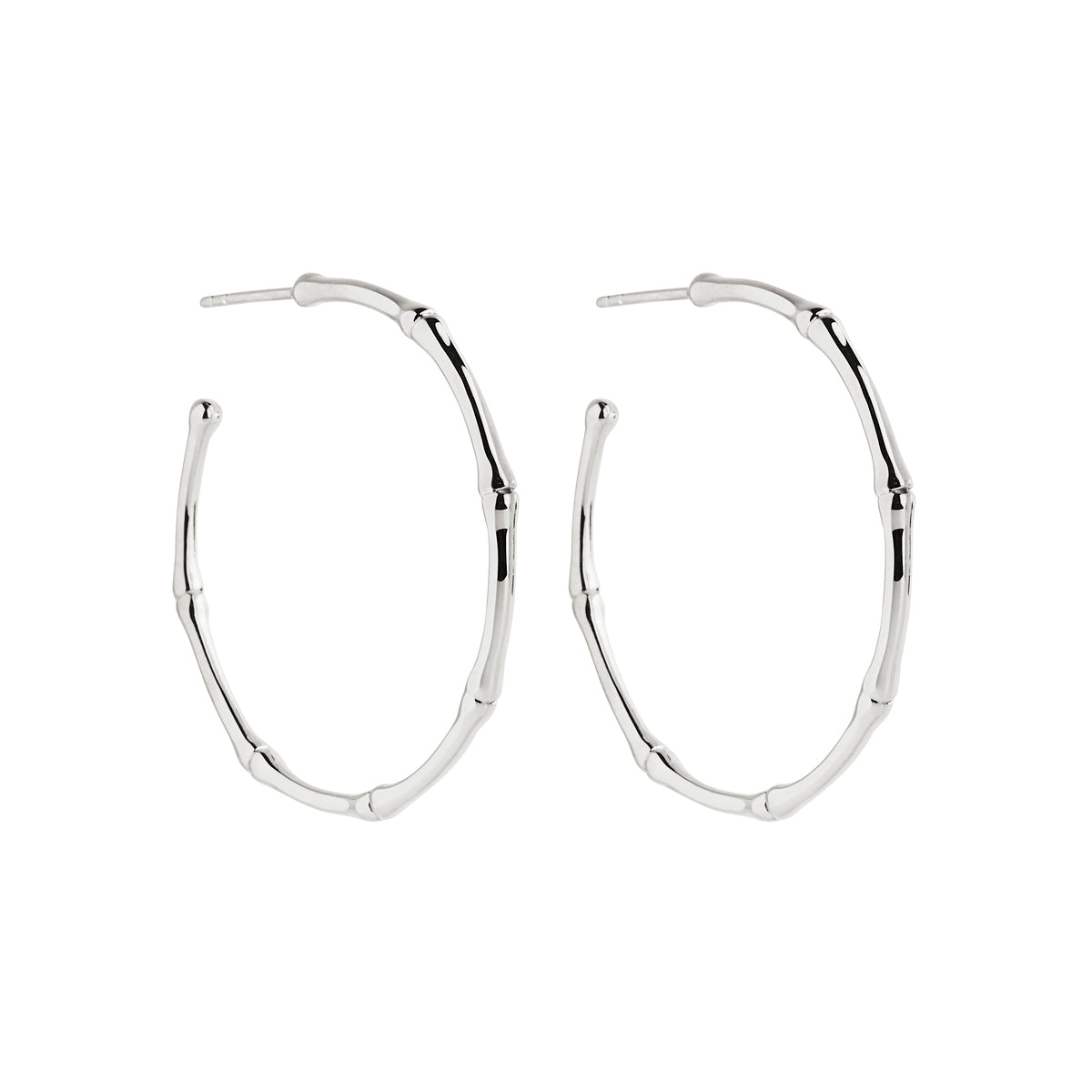 NAJO Bamboo Large Silver Stud Hoop Earring