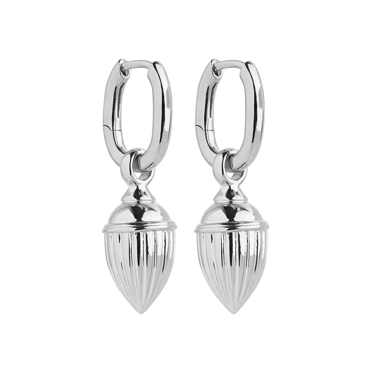 NAJO Raya Silver Ridged Pod Huggie Earring