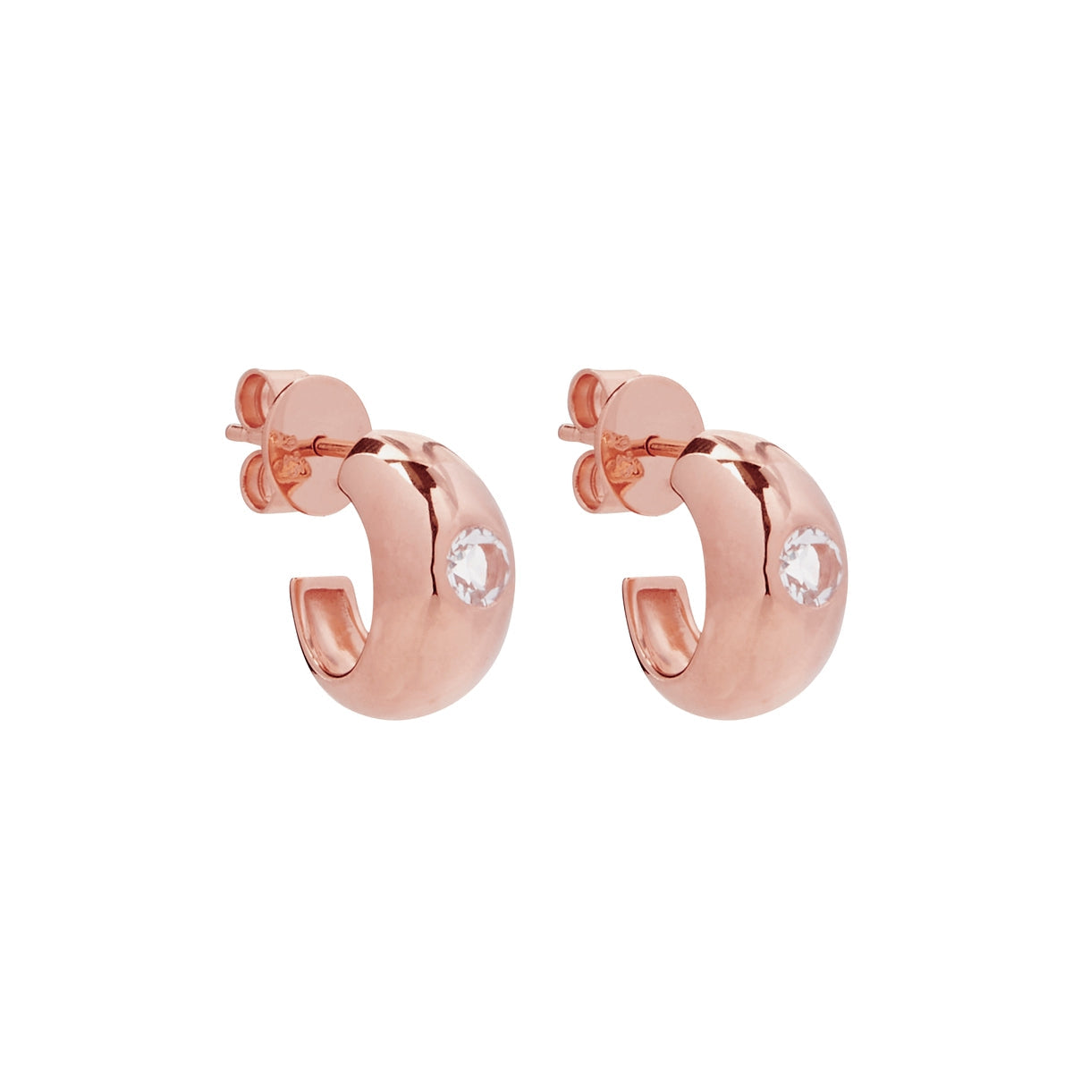 Najo Cosmic Rose Gold White Topaz Stud Earring