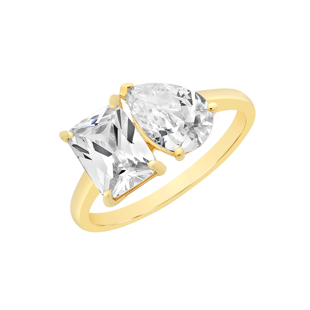 Farrah 9ct Gold Toi et Moi Cubic Zirconia Ring